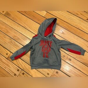 Nike Kids Gray and Red Kids Hoodie Sweatshirt 3T